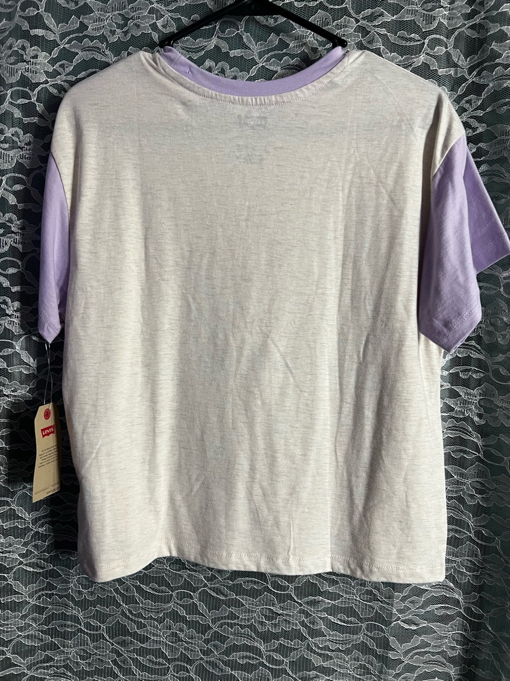 Levi’s Purple Peace Sign ☮️ Crop Top Tee NWT Size Large - Picture 5 of 5